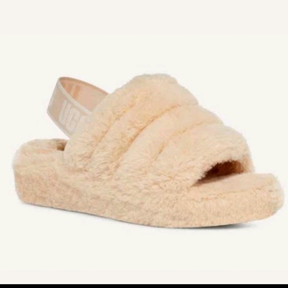 UGG Fluff Yeah Fuzz Sugar Soft Pink Slippers/ Office Shoes Size 10 /41 VGUC